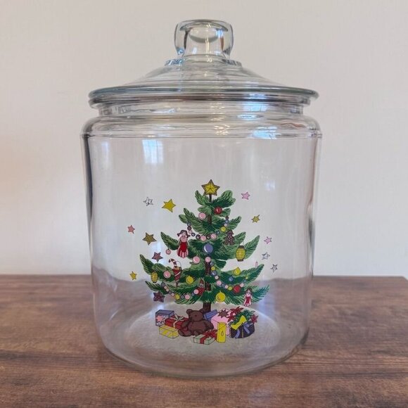 Vintage Glass Christmas Tree Candy Jar Ornament 10" Clear - Picture 1 of 7